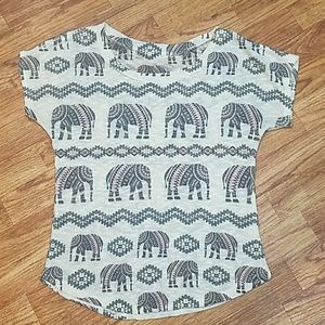 Boho Elephant Patterned Open Knit Soft Top